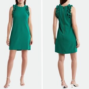 NEW Vince Camuto Green Ruffle Sleeve Shift Mini Dress Date Cocktail Size 10